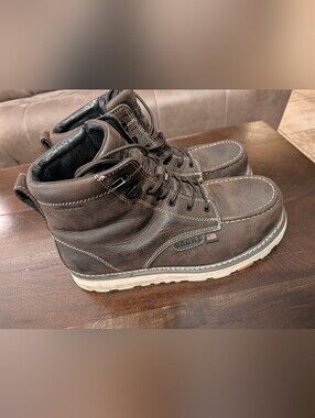 Brunt USA Made Mock Toe Composite Toe Dark Brown Leather Work Boots - Men's